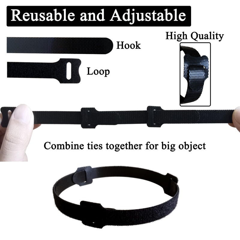 Anikoocory 60Pcs Mixed Cable Ties, 4 Inch+6 Inch+8 Inch Reusable Wire Ties, Cord Ties, Cable Straps, Cords Organizer, Adjustable, Heavy Duty, Self-Locking, Black - Image 3